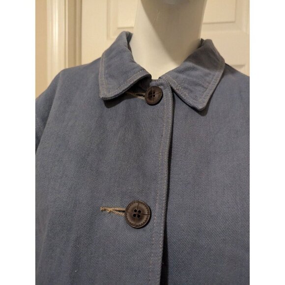 Denim & Company Women Size Medium Long Light Wash Denim Cotton Coat - Picture 3 of 10